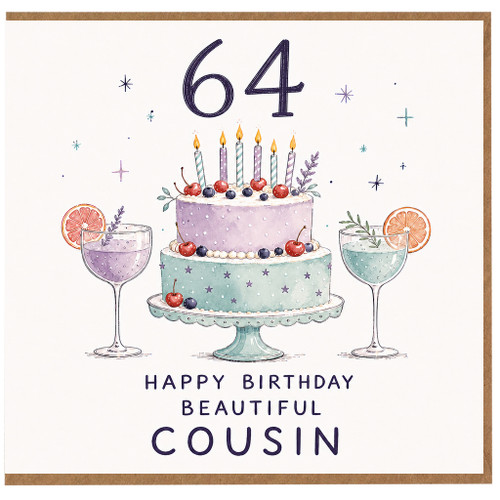 64th Birthday Cousin Card, Happy Birthday Beautiful Cousin Card