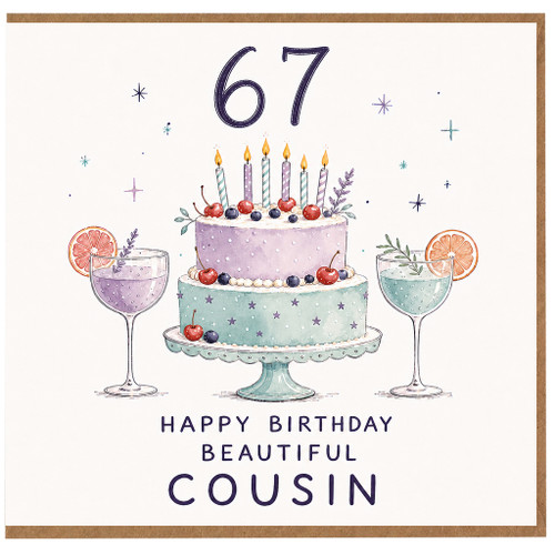 67th Birthday Card for Cousin, Happy Birthday Beautiful Cousin Card