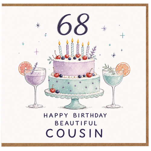 68th Birthday Card for Cousin, Happy Birthday Beautiful Cousin Card