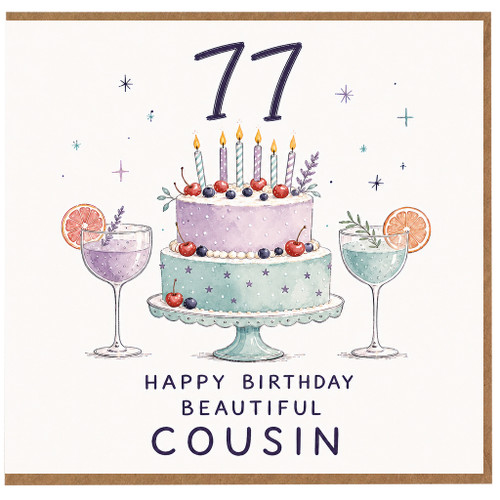 77th Birthday Cousin Card - Happy Birthday Beautiful Cousin
