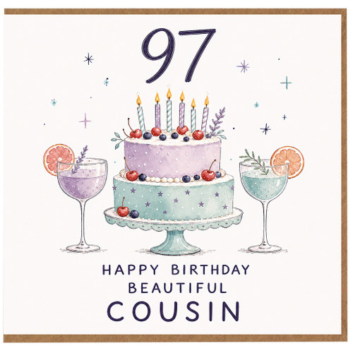 97th Birthday Card for Cousin, Happy Birthday Beautiful Cousin Card
