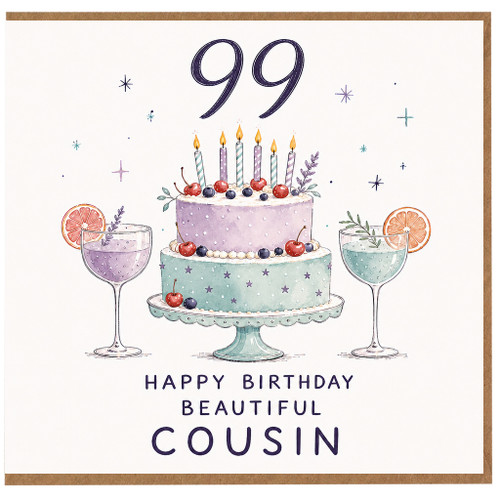 99th Birthday Card for Cousin, Happy Birthday Beautiful Cousin Card