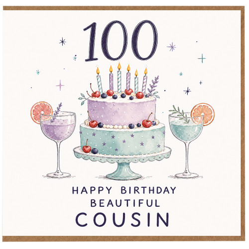 100th Birthday Card for Cousin, Happy Birthday Beautiful Cousin Card