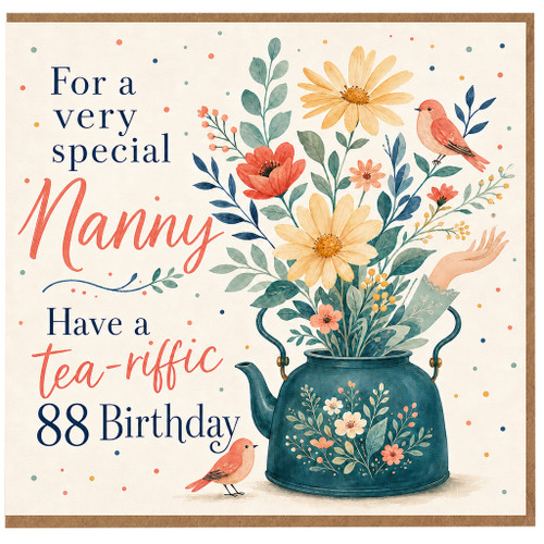 Nanny 88th Birthday Card, Tea - riffic Birthday Card for Nanny