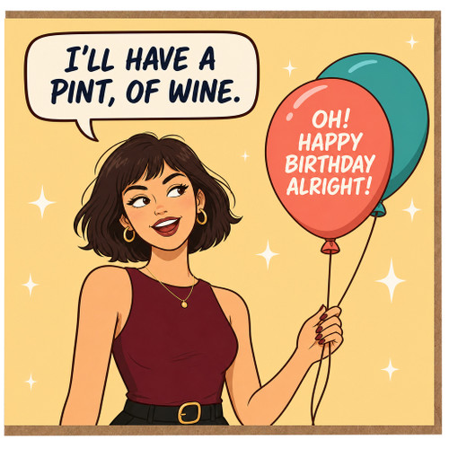 Birthday Card, for Her Funny Wine Birthday Card
