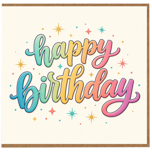 Birthday Card, Colourful Rainbow Script Birthday Card