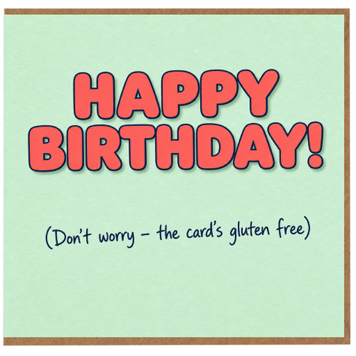 Birthday Card, Funny Happy Birthday Card, Gluten Free Joke Card