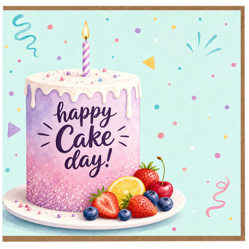 Birthday Card, Happy Cake Day Card