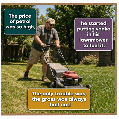 Birthday Card, Lawn Mower Petrol Vodka Joke Card