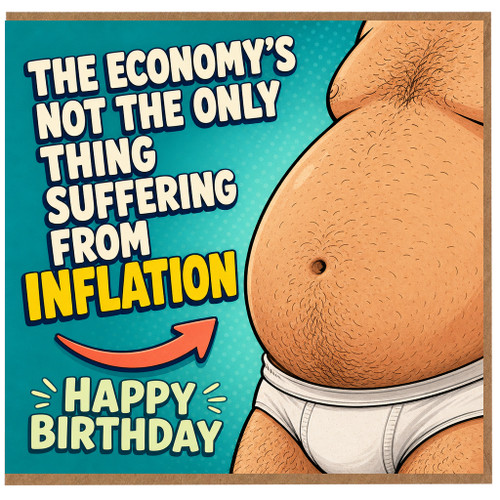 Birthday Card, Funny Inflation Pregnancy Joke Card