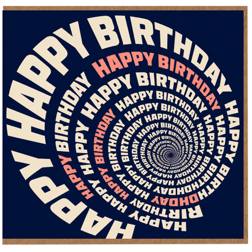 Birthday Card, Spiral Typography Birthday Card