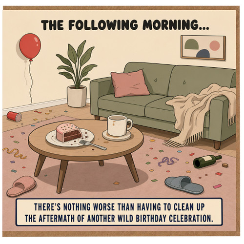 Birthday Card, Humorous Wild Birthday Celebration Aftermath Card