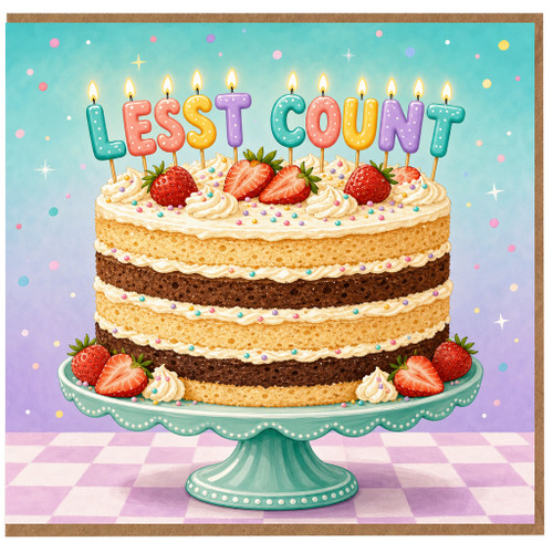 Birthday Card, Lesst Count Cake Design