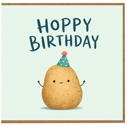 Birthday Card, Funny Hoppy Birthday Potato Card
