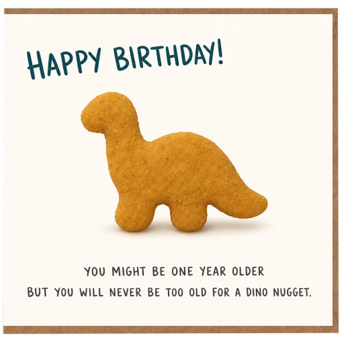 Birthday Card, Dino Nugget Dinosaur Joke Card