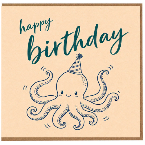 Birthday Card, Cute Octopus Happy Birthday Card