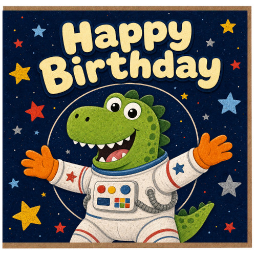 Birthday Card, Happy Birthday Dinosaur Astronaut Card