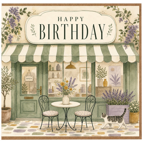 Birthday Card, Floral Shopfront Birthday Card