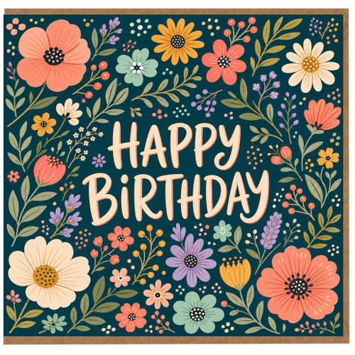 Birthday Card, Happy Birthday Floral Card