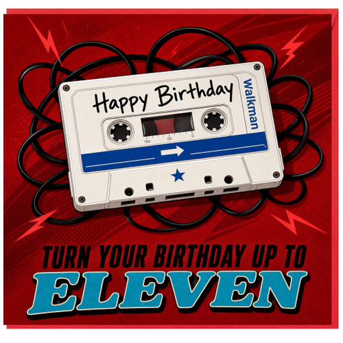 11th Birthday Card, Retro Cassette Tape Happy Birthday Card