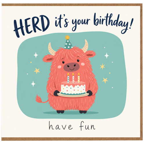 Birthday Card, Funny Cow Herd It’s Your Birthday Card with Cake