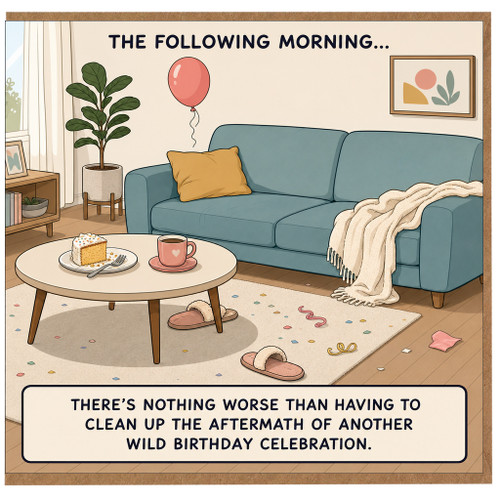 Birthday Card, Funny Wild Birthday Celebration Aftermath Card