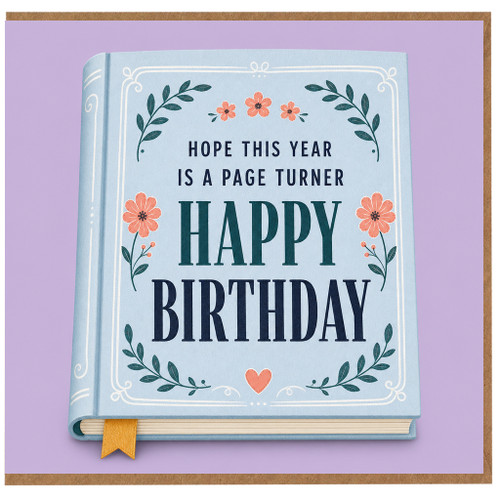 Birthday Card, Page Turner Book Design Floral Birthday Card