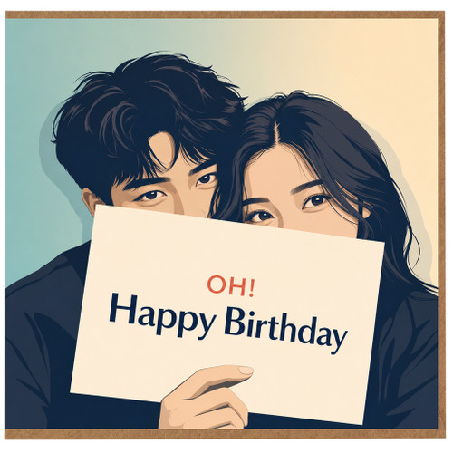 Birthday Card, Illustrated Couple Birthday Card