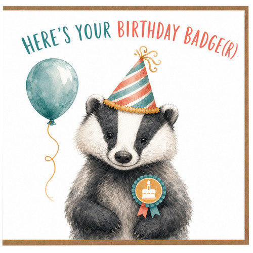 Birthday Card, Cute Badger Birthday Card