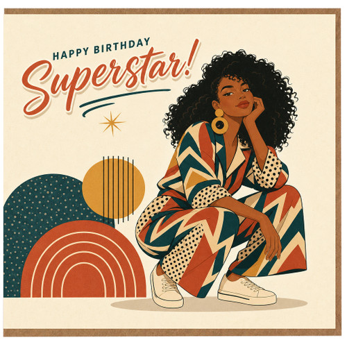 Birthday Card, Happy Birthday Superstar Card, Stylish Female Birthday Card