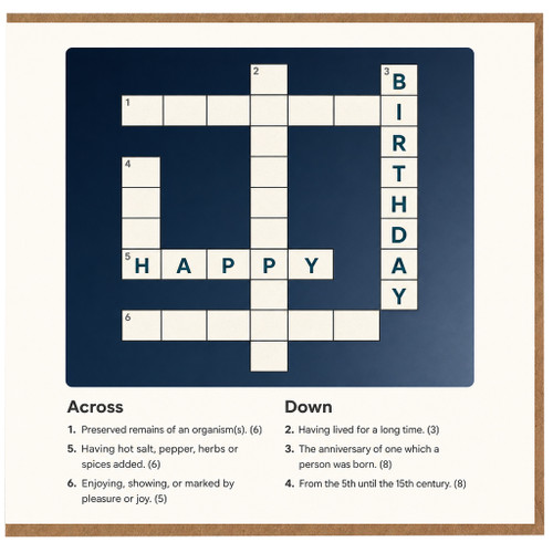 Birthday Card, Crossword Puzzle Happy Birthday Card