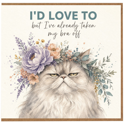 Birthday Card, I'd Love To But I've Already Taken My Bra Off Humorous Greeting Card
