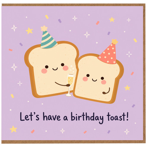 Birthday Card, Cute Birthday Toast Card with Smiling Toast Characters