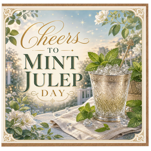 Birthday Card, Cheers to Mint Julep Day Greeting Card