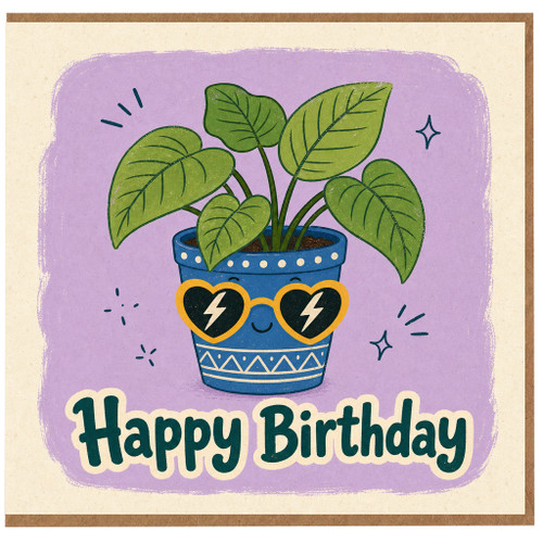 Birthday Card, Funny Potted Plant Card