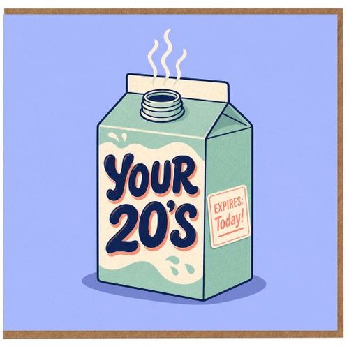 20th Birthday Card, Your 20s Expires Today Funny Milestone Birthday Card