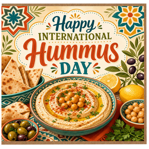 Birthday Card, International Hummus Day Card