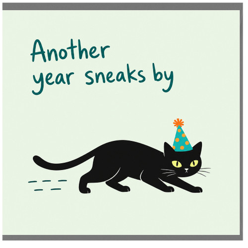 Birthday Card, Another Year Sneaks By Cat Card