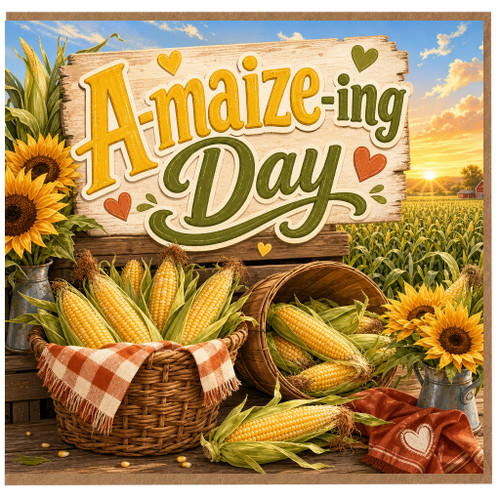 Birthday Card, Corn Themed Greeting Card