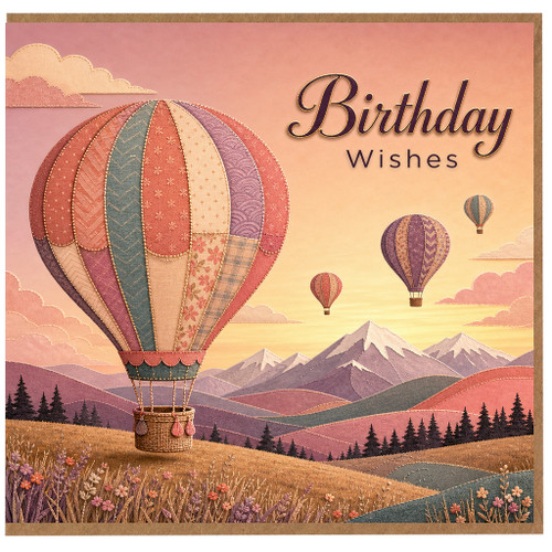 Birthday Card, Whimsical Hot Air Balloon Birthday Card