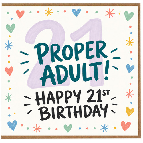 21st Birthday Card, Proper Adult Happy Birthday Card