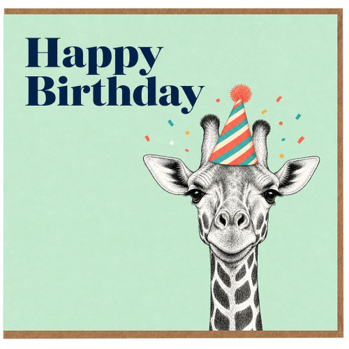 Birthday Card, Giraffe Party Hat Birthday Card