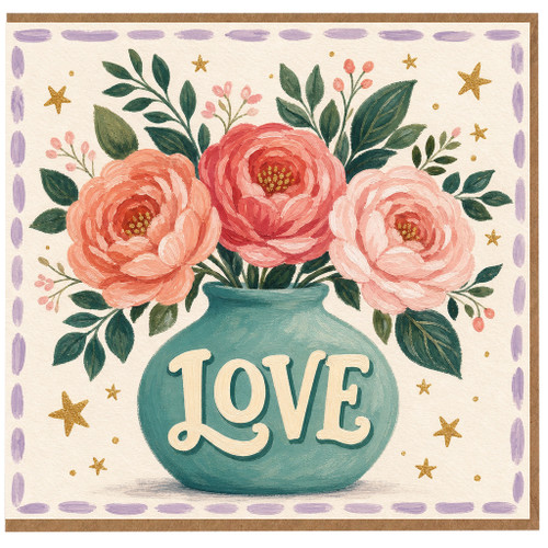 Birthday Card, Floral Vase Love Greeting Card