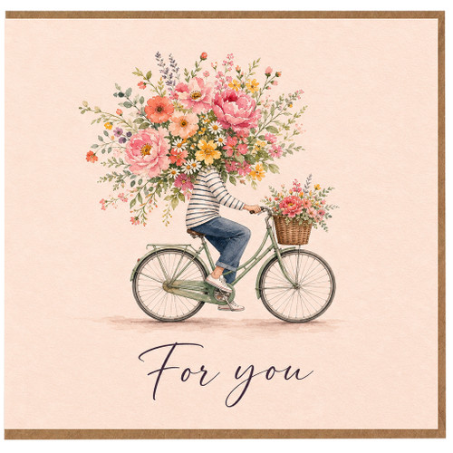 Birthday Card, Floral Bicycle Card