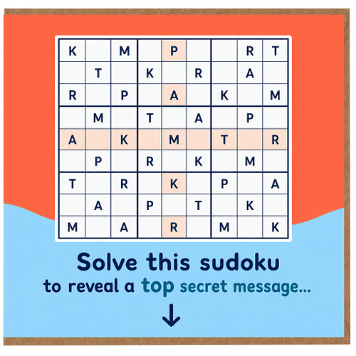 Birthday Card, Sudoku Puzzle Greeting Card
