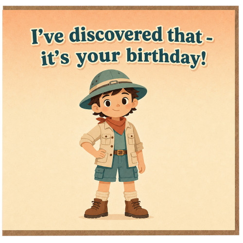 Birthday Card, Cute Explorer Birthday Greeting Card