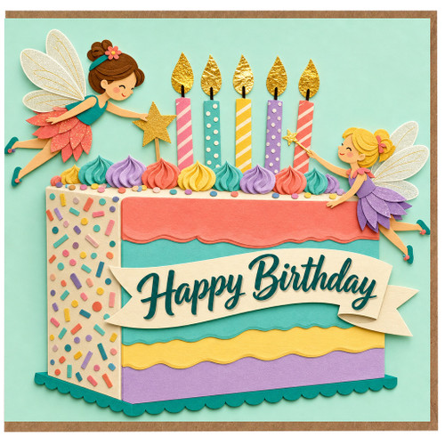 Birthday Card, Fairy Cake Happy Birthday Card