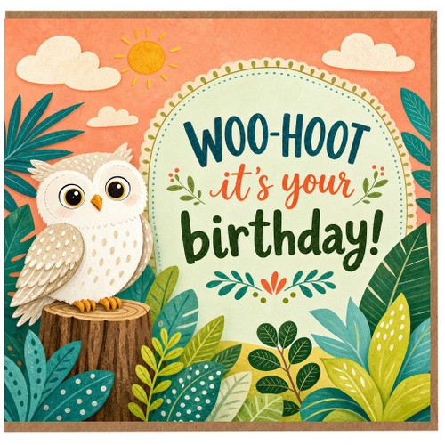 Birthday Card, Cute Owl Woo - Hoot It’s Your Birthday Card