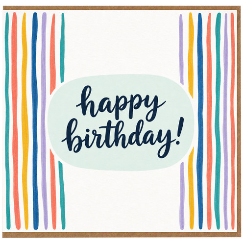 Birthday Card, Colourful Striped Birthday Greeting Card