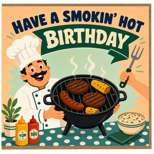 Birthday Card, for Him - Have a Smokin' Hot Birthday BBQ Chef Card